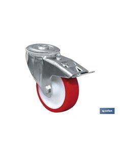 Roda Poliuretano Passante/Freio Ø80x30mm