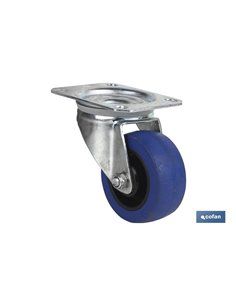 Rueda Goma Azul Placa Ø80x35mm