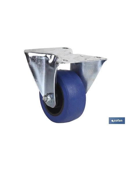 Rueda Goma Azul Fija Ø80x35mm