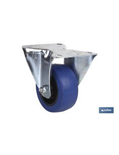 Rueda Goma Azul Fija Ø125x38mm