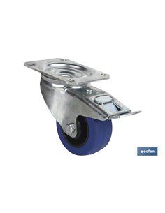 Rueda Goma Azul Placa/Freno Ø100x35mm