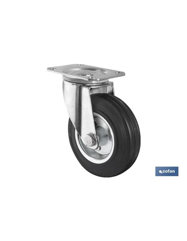 Rueda Goma/Metal Placa Ø80x27mm