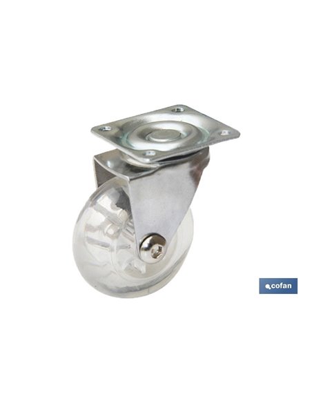 Rueda Transpara Cromado Placa Pu Ø35mm