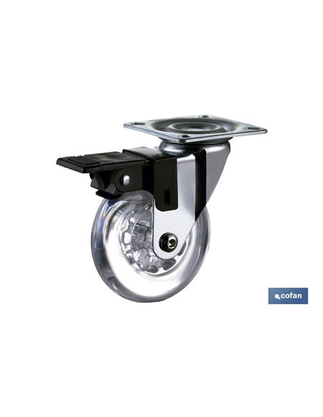 Roda Transpara Placa Cromada/Freio Pu Ø35mm