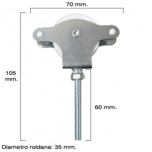 Polia para varal zincada Wolfpack 60 mm. Rolo de plástico com parafuso 2