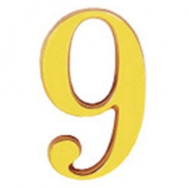 Número de latão "9" 10 cm. com parafusos ocultos (blister de 1 peça)