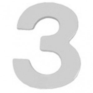 Numero Metal "3" Plateado Mate 10 cm. con Tornilleria Oculta (Blister 1 Pieza)