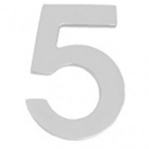 Numero Metal "5" Plateado Mate 10 cm. con Tornilleria Oculta (Blister 1 Pieza)