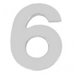 Numero Metal "6" Plateado Mate 10 cm. con Tornilleria Oculta (Blister 1 Pieza)