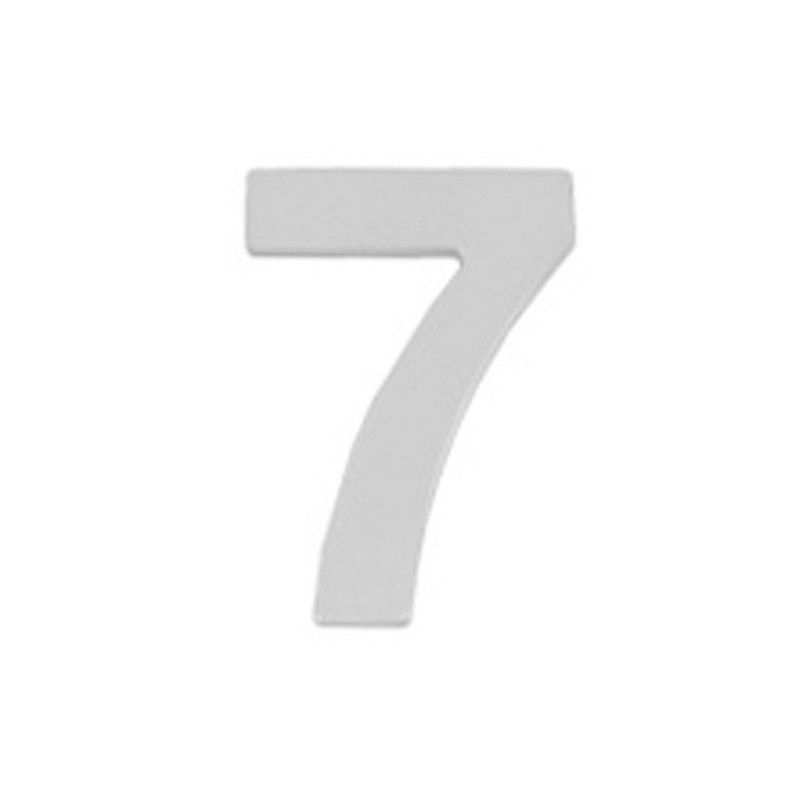 Número metálico "7" Prata Mate 10 cm. com parafusos ocultos (blister de 1 peça)