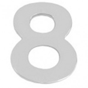 Número metálico "8" Prata Mate 10 cm. com parafusos...
