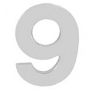 Numero Metal "9" Plateado Mate 10 cm. con Tornilleria Oculta (Blister 1 Pieza)