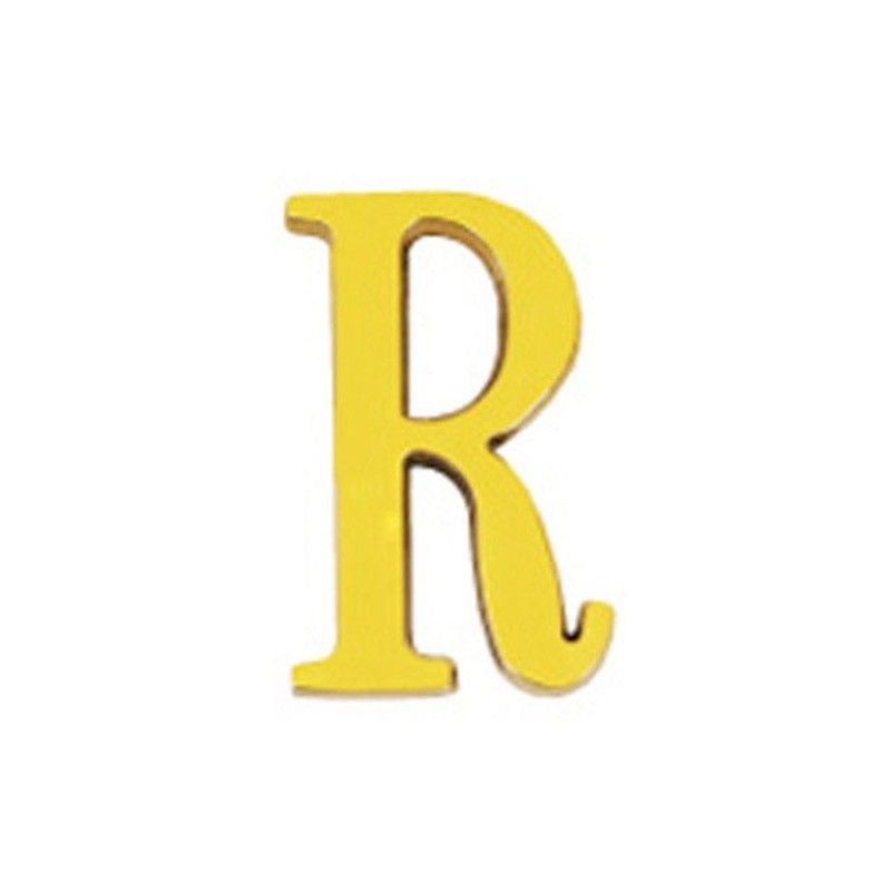 Letra "R" em latão 10 cm. com parafusos ocultos (blister de 1 peça)