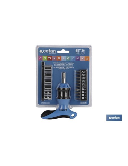 Set Destornillador En T con Carraca 26 Pcs