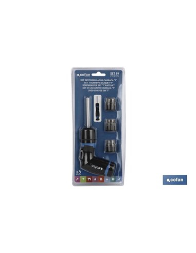 Set Destornillador Carraca T 19 Pcs Converter 5:1 Veloc.