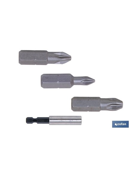 Surtido Puntas 1/4 Pz-1-2-3x25 + Adaptador