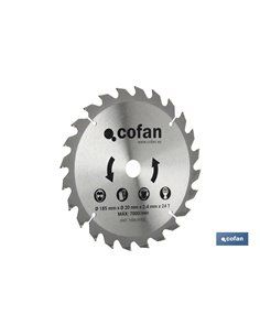 Disco de corte para madeira Ø185mm x 20mm x 2,4mm x 24t 2