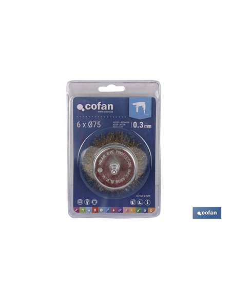 Cepillo Copa Ondulado 6xø100 A.Latonado 0.3mm
