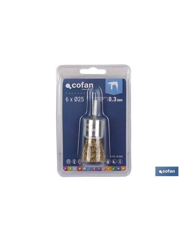 Cepillo Brocha Ondulado 6xø25 A.Latonado 0.3mm