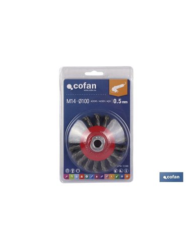 Cepillo Oblicuo Trenzado M14 Ø100 Acero 0.5mm