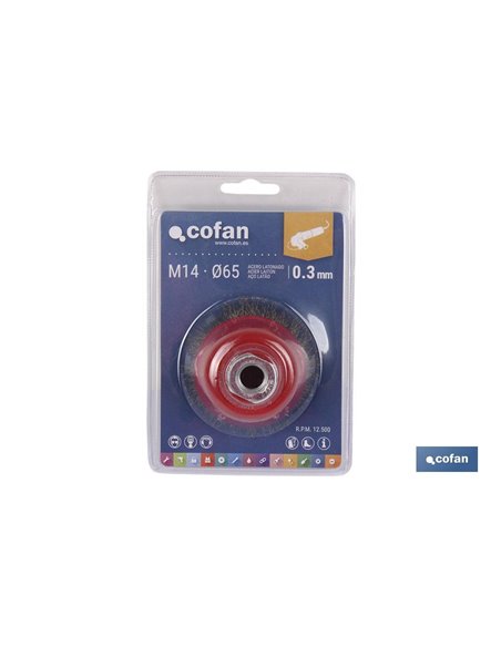 Cepillo Copa Ondulado M14 Ø100 A.Latonado 0.3mm