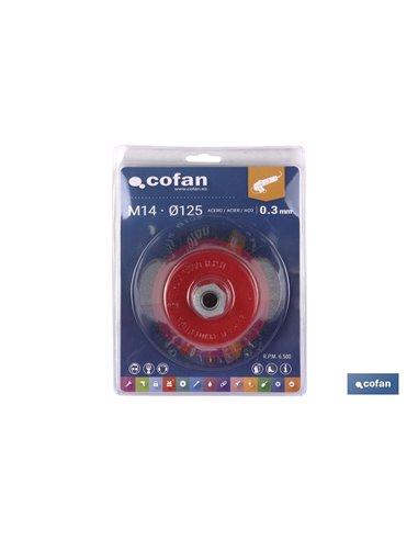 Cepillo Copa Ondulado M14 Ø100 Acero 0.3mm