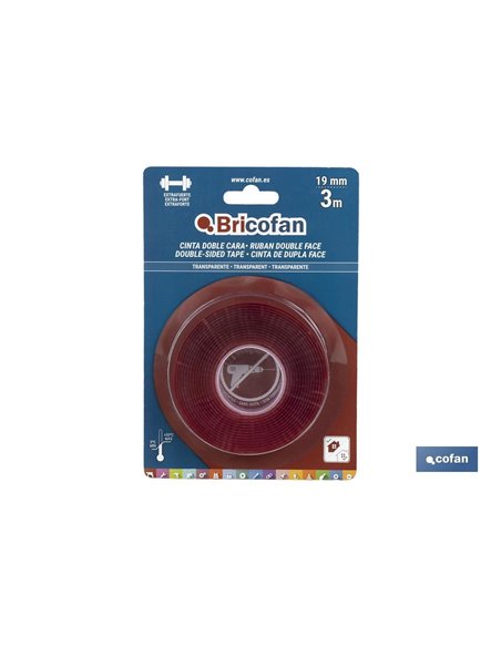 Cinta Doble Cara Extrafuerte Bricofan 19 Mm X 3 M