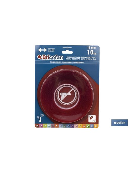Cinta Doble Cara Extrafuerte Bricofan 19 Mm X 10 M