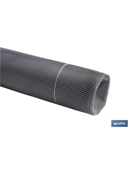 Malla Plástico Cuadrada Jardin 10mm Gris Plata 1x25m