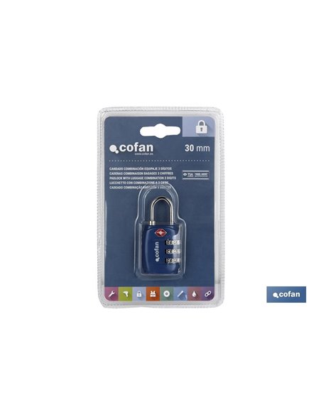 Candado Combinación Equipaje Tsa 3 Dígitos 30 Mm