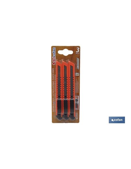 Pack 3 Cutters Abs En Blister Hoja 9mm
