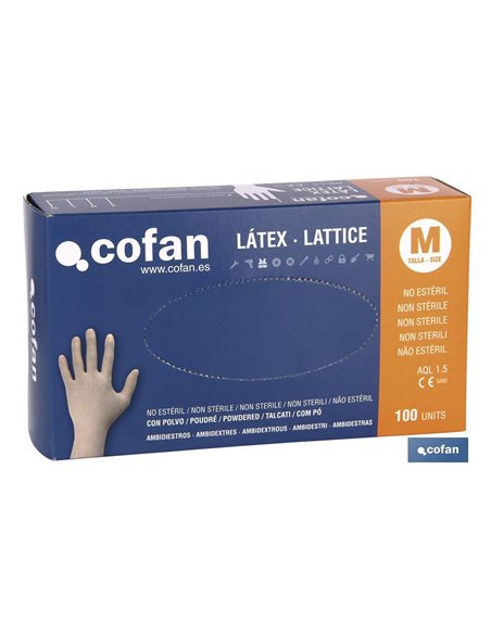 Caja 100 unidades Guantes De Latex T - L