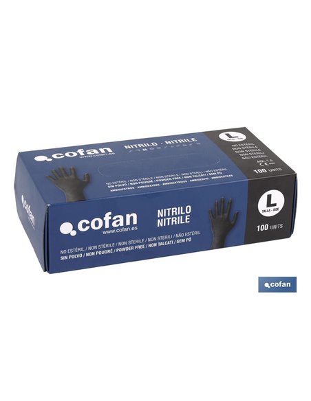 Caja 100 unidades Guantes De Nitrilo Negro T - S