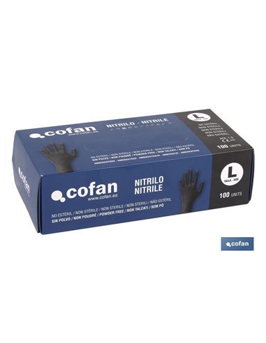 Caja 100 unidades Guantes De Nitrilo Negro T - Xl