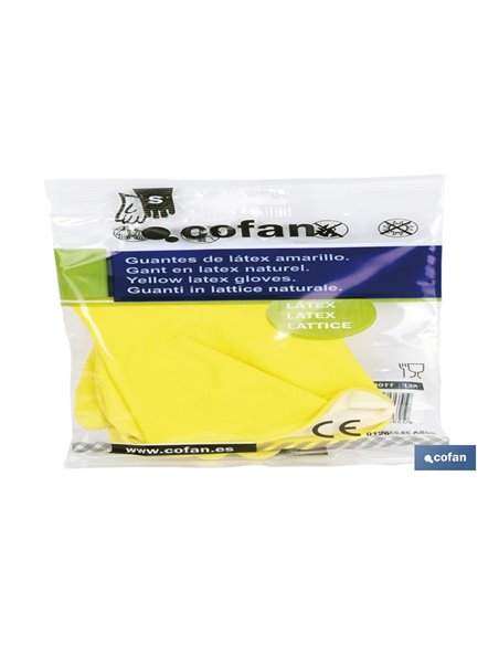 Luva de látex flocada amarela tamanho 7