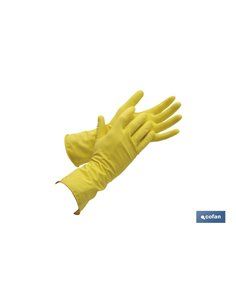 Guante De Látex Amarillo Flocado Talla 8