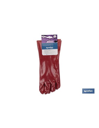 Blíster De Guante De Pvc Rojo 35 Cm