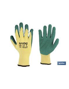 Luva de látex áspera verde tamanho 9