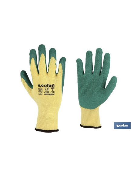 Luva de látex áspera verde tamanho 9