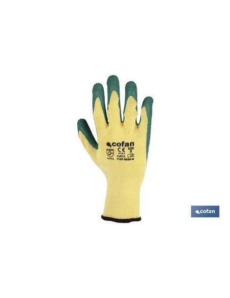 Luva de látex áspera verde tamanho 9