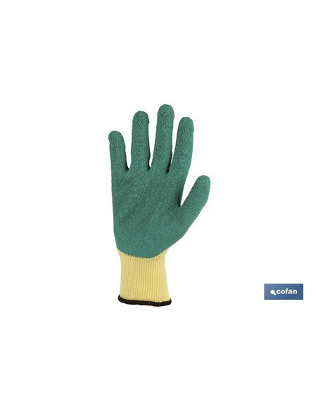 Luva de látex áspera verde tamanho 9