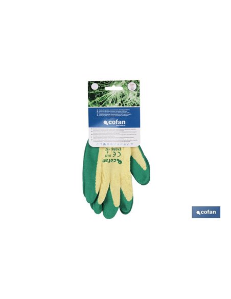Luva de látex áspera verde tamanho 9