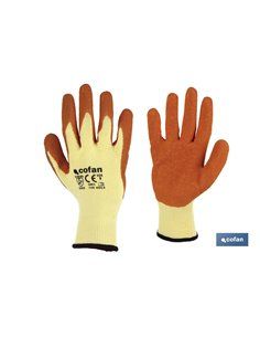 Blíster De Guante De Látex Rugoso Naranja Talla 9