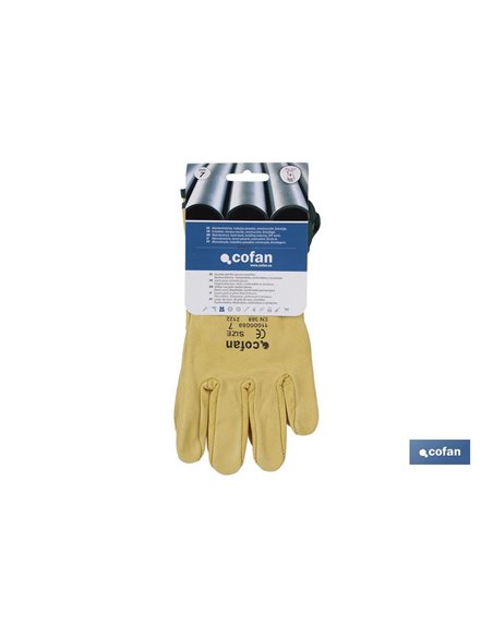 Blíster De Guante De Piel Vacuno Amarillo Talla 8