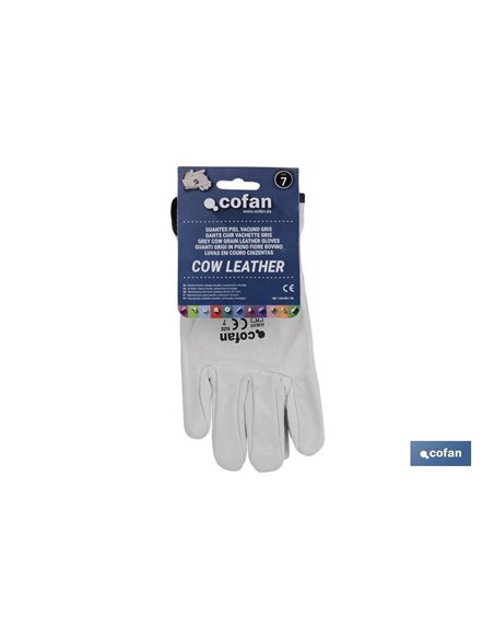 Blíster De Guante De Piel Vacuno Gris Talla 10