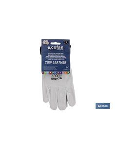 Blíster De Guante De Piel Vacuno Gris Talla 7 2