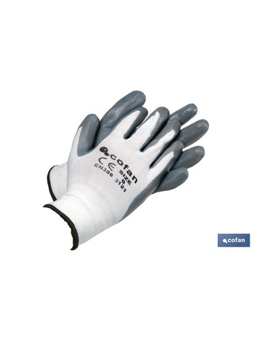 Blíster De Guante De Nitrilo 100 % Impregnado De Pu Gris Talla 6