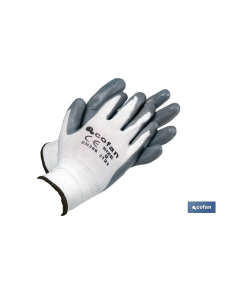 Blíster De Guante De Nitrilo 100 % Impregnado De Pu Gris Talla 6