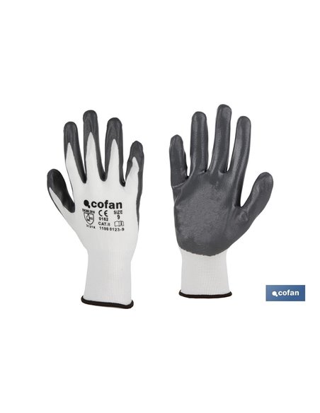 Blíster De Guante De Nitrilo 100 % Impregnado De Pu Gris Talla 6