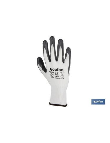 Luva nitrílica 100% impregnada com pu, tamanho cinza 6